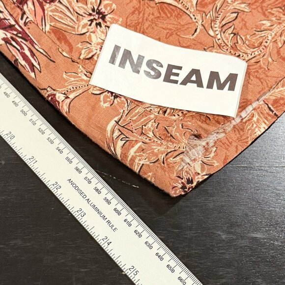 Tahari 100% Linen Brown Wide Leg Capri Pants Birds & Floral Print Womens Medium - Picture 10 of 10